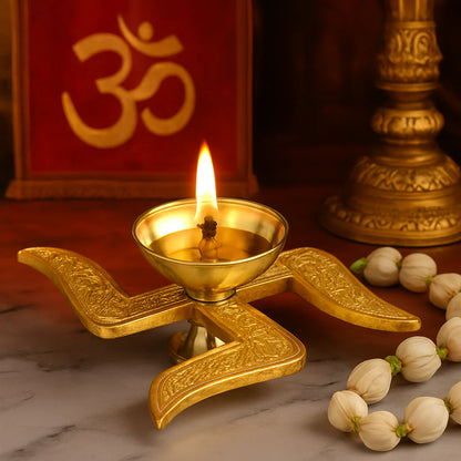 Brass Swastik Diya